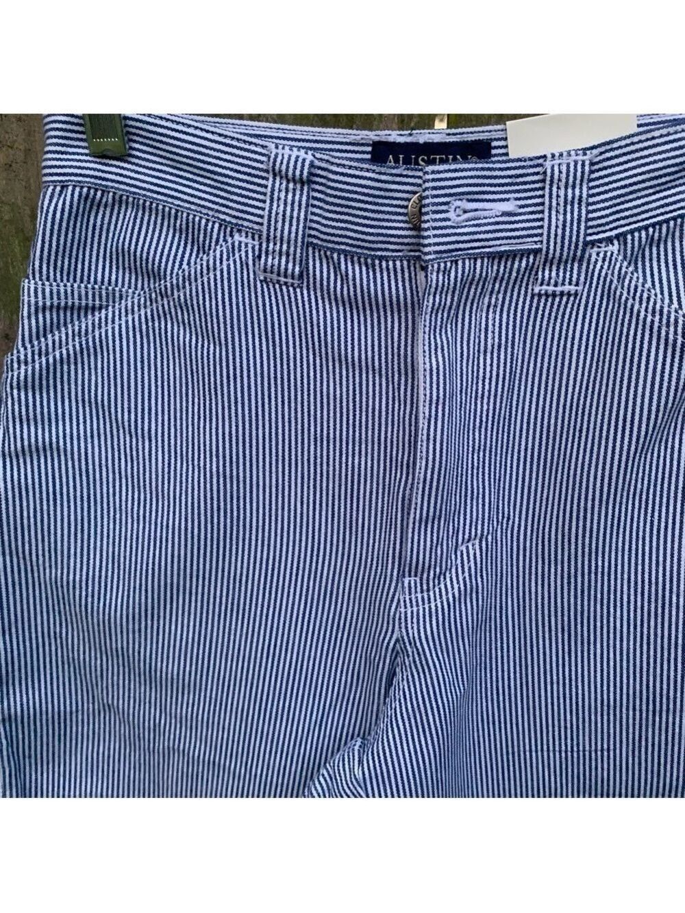 AUSTIN CLOTHING COMPANY striped denim cropped carpenter jean pants vintage style - Picture 3 of 11